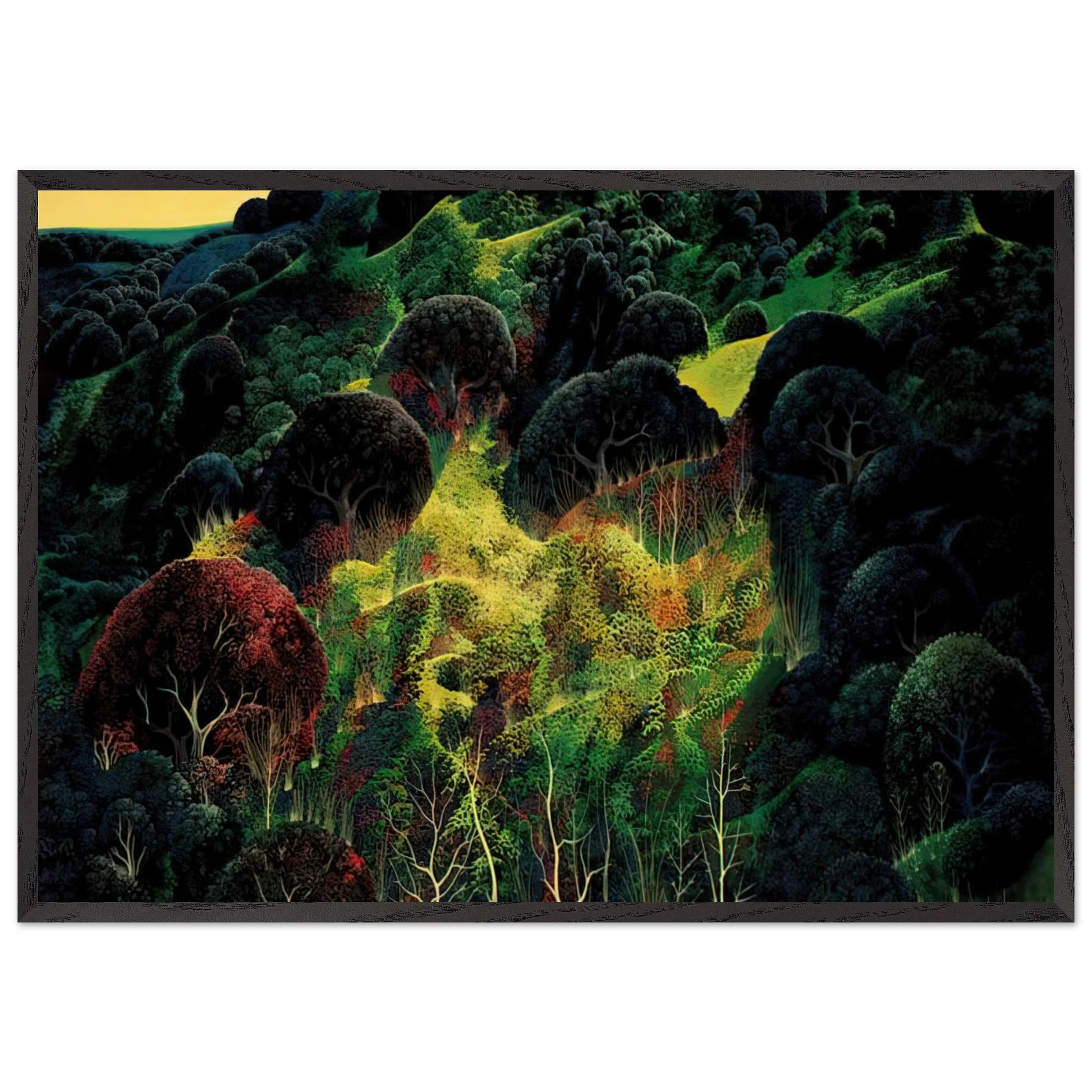 Autumn Fields - Eyvind Earle Framed Art Print – Black Wooden Frame - Default Title - -Framed Art Print