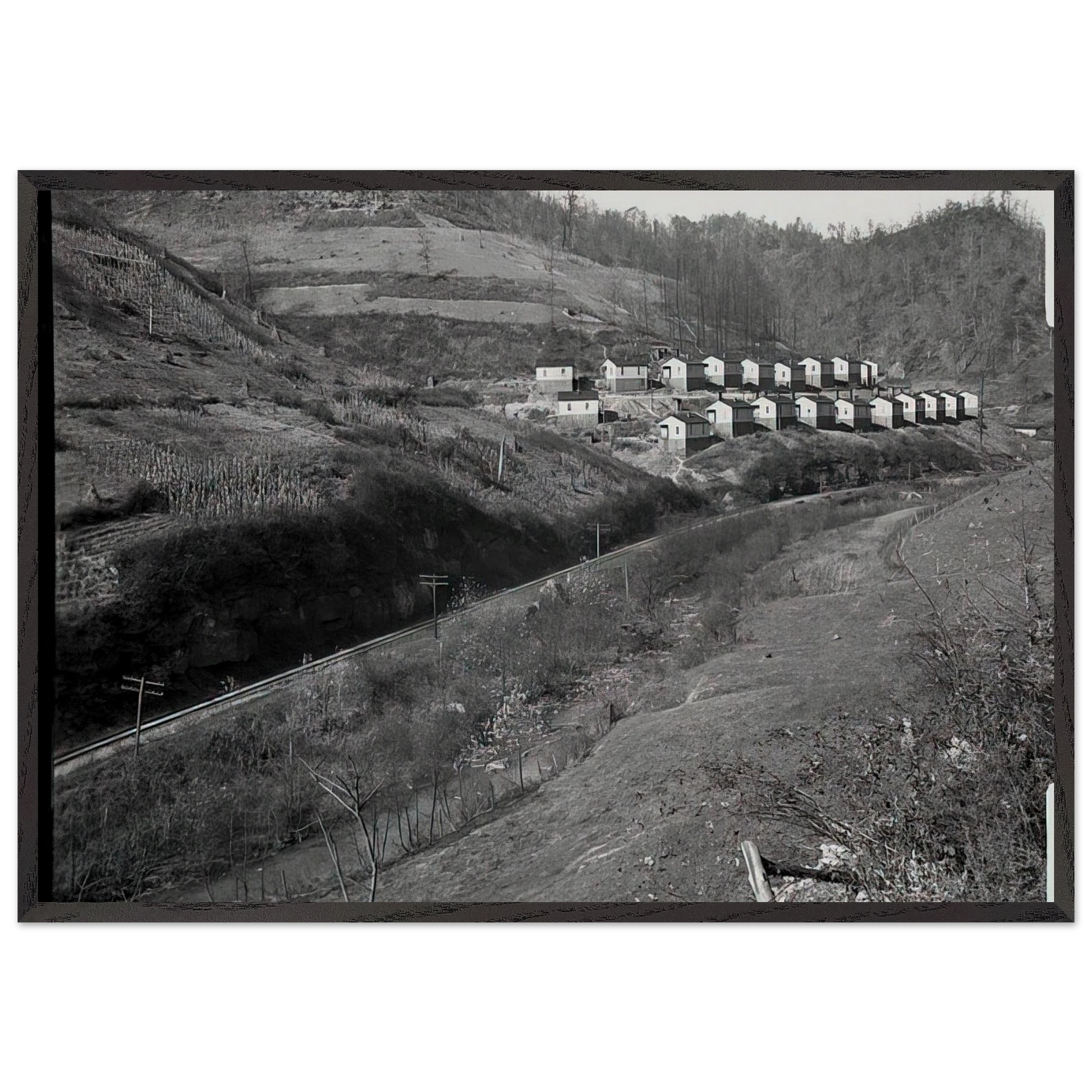 COAL COMPANY TOWN IN JENKINS 1935 - Ben Shahn Framed Art Print – Black Wooden Frame - Default Title - -Framed Art Print