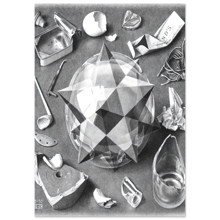 MC Escher - CONTRAST ORDER AND CHAOS Wall Art - 30x40 cm / 12x16 inches - Fine Art Poster - -