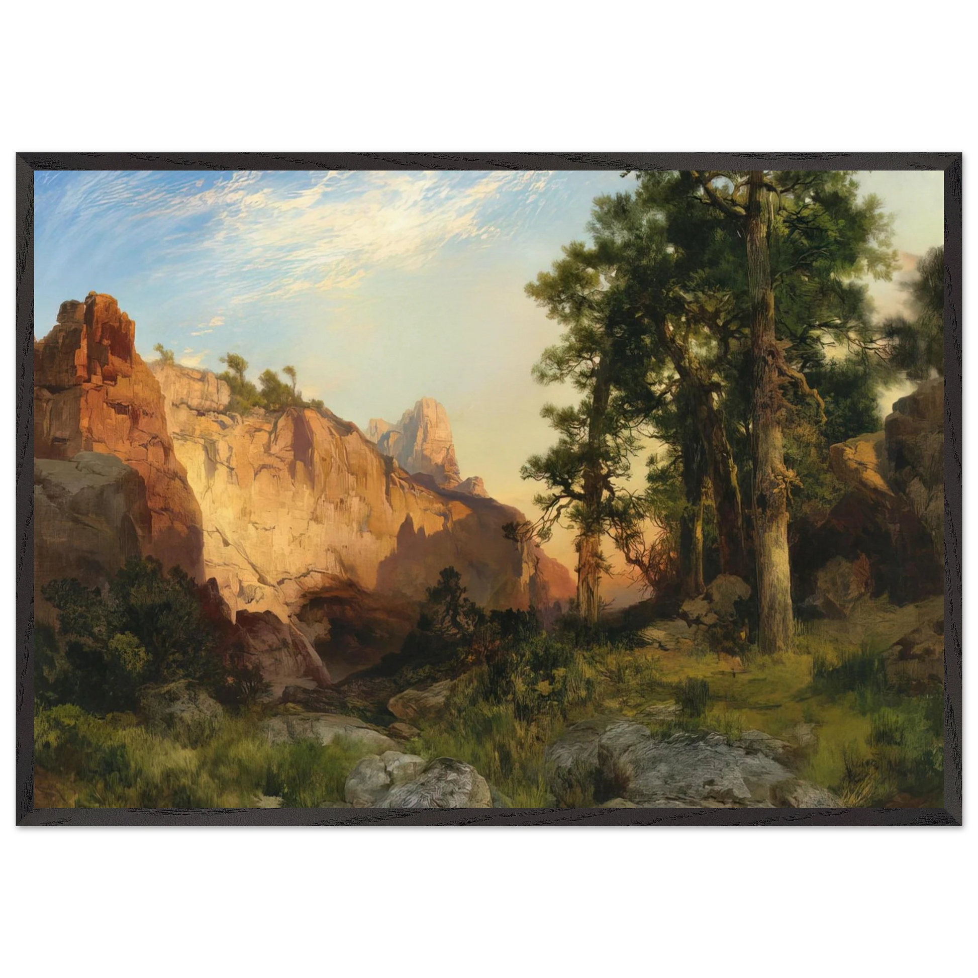 Coconino Pines and Cliff Arizona - Thomas Moran Framed Art Print – Black Wooden Frame - Default Title - -Framed Art Print