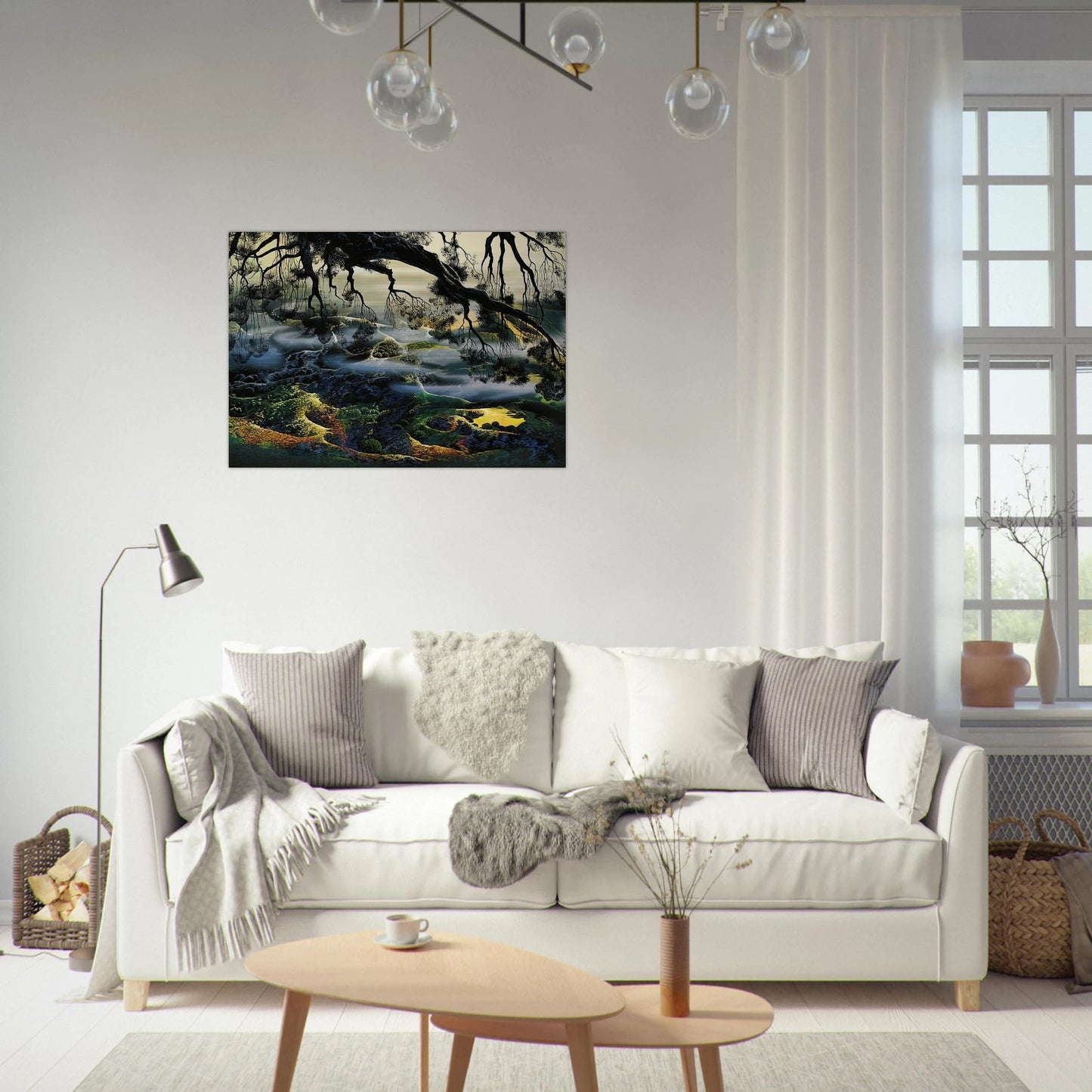 Fog Passes By - Eyvind Earle Brushed Aluminum Print - 70x100 cm / 28x40 inches | Eyvind Earle Aluminum Print | Eyvind Earle Prints