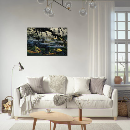 Fog Passes By - Eyvind Earle Brushed Aluminum Print - 70x100 cm / 28x40 inches | Eyvind Earle Aluminum Print | Eyvind Earle Prints