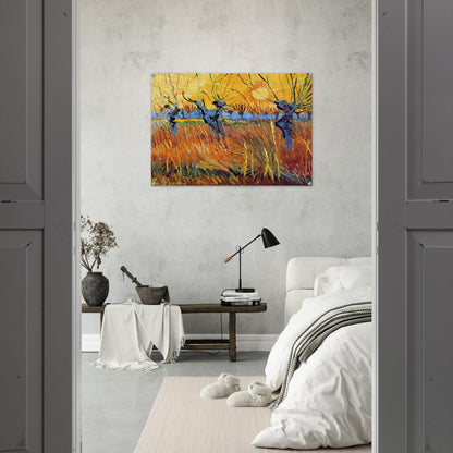 Pollard Willows and Setting Sun - Vincent van Gogh Acrylic Print - 70x100 cm / 28x40″ inches | Vincent van Gogh Wall Art | Vincent van Gogh Prints