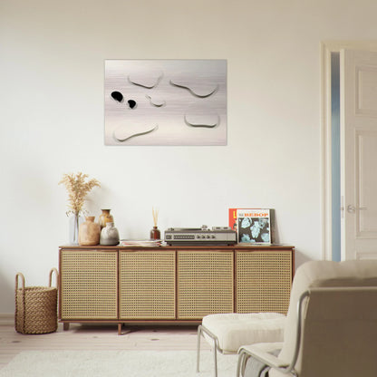 Constellation with 5 White Forms and 2 Black - Jean Arp Brushed Aluminum Print - 70x100 cm / 28x40 inches | Jean Arp Aluminum Print | Jean Arp Prints