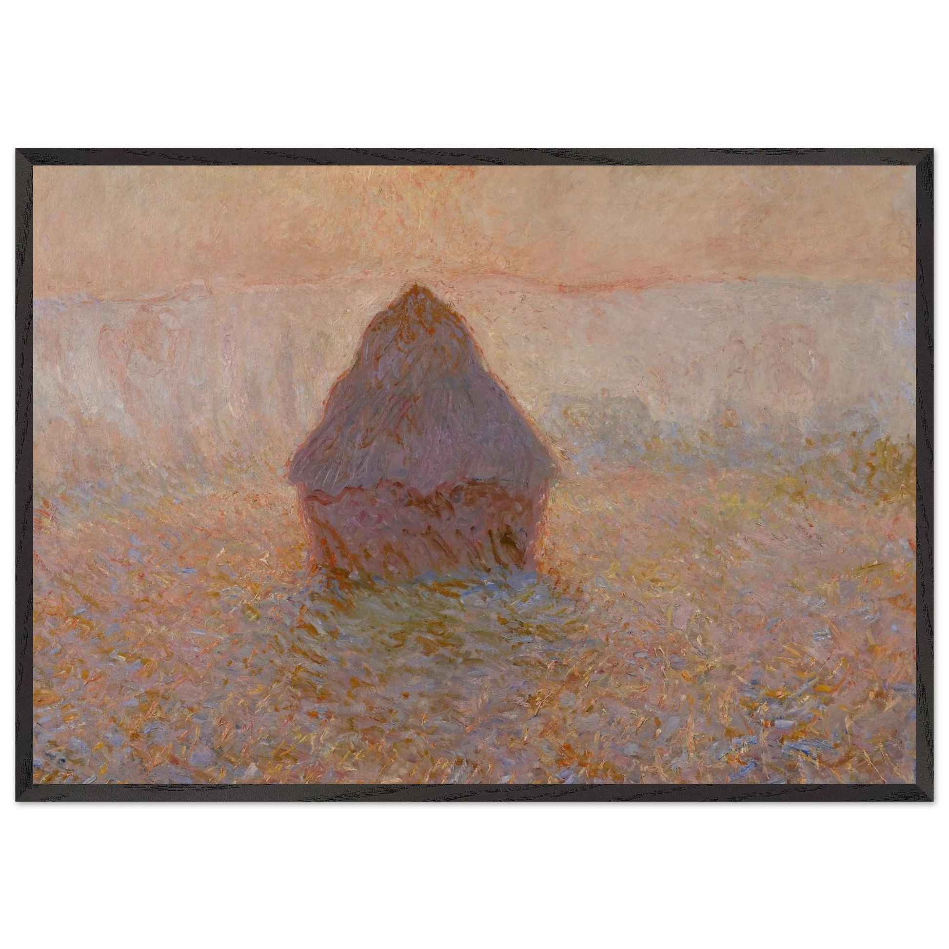 Grainstack Sun in the Mist - claude monet Framed Art Print – Black Wooden Frame - Default Title - -Framed Art Print