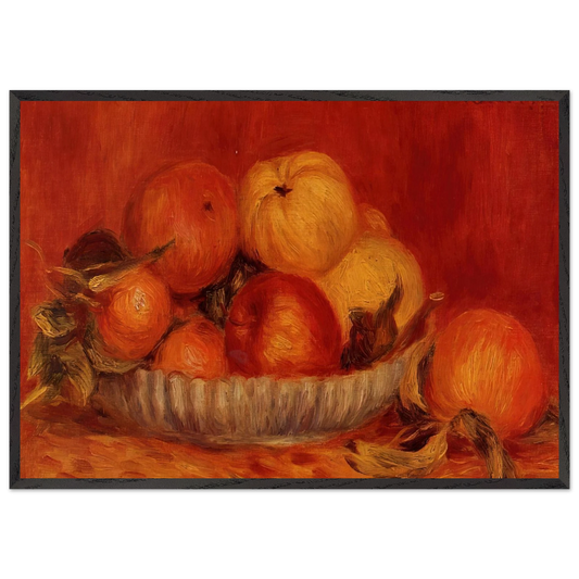 Still Life with Apples and Oranges - Pierre-Auguste Renoir 70x100 cm / 28x40 inches Framed Art Print – Black Wooden Frame