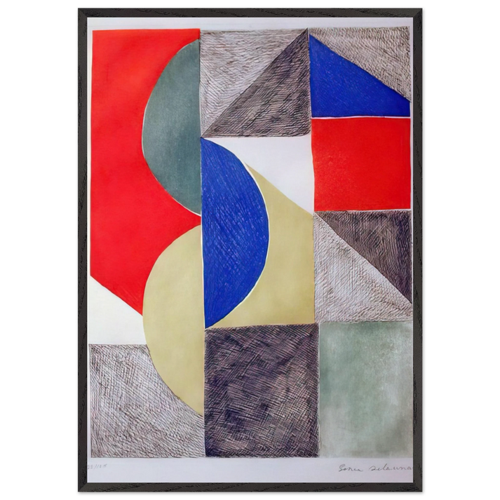 Abstract Composition N8 - Sonia Delaunay 70x100 cm / 28x40 inches Framed Art Print – Black Wooden Frame