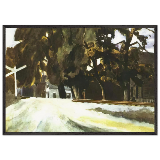 Railroad Crossing - Edward Hopper Framed Art Print – Black Wooden Frame - Default Title - -Framed Art Print