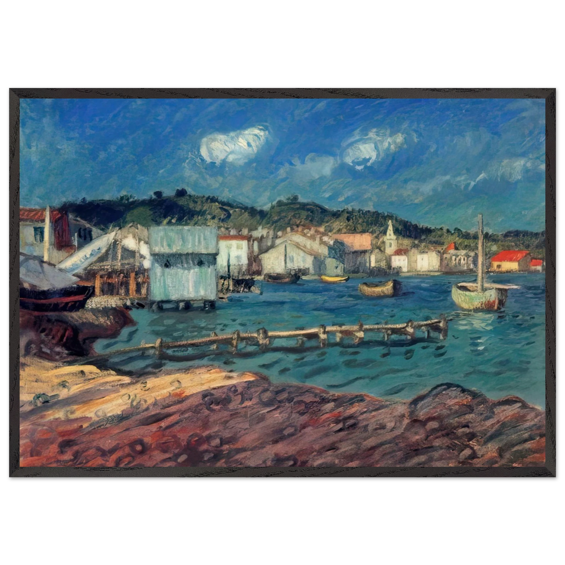 THE PORT OF MARTIGUES - Raoul Dufy Framed Art Print – Black Wooden Frame - Default Title - -Framed Art Print