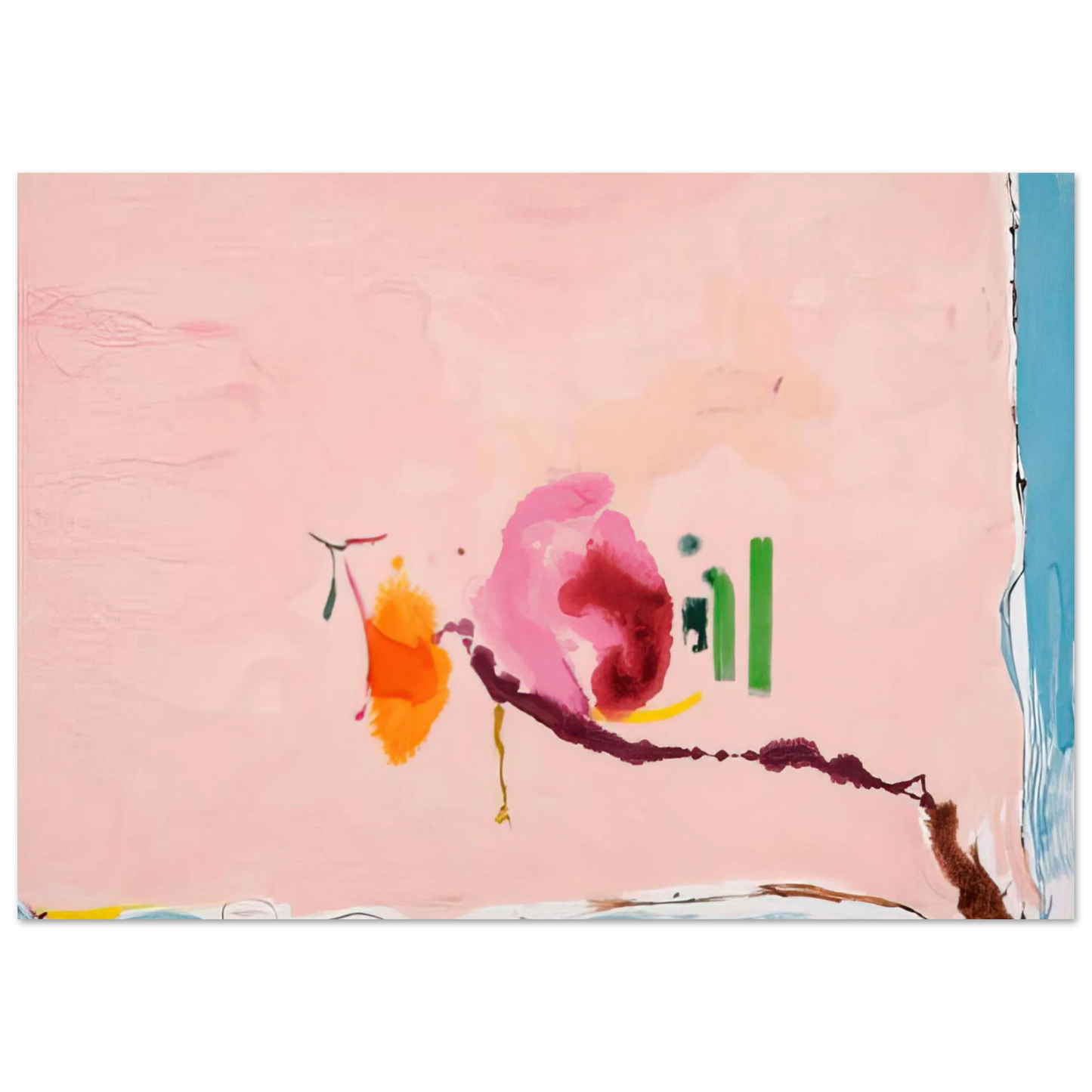 Helen Frankenthaler - Flirt - 1995 Wall art - 21x29.7 cm / 8x12" - Premium Wooden Framed Poster With Fine Art Paper - White frame