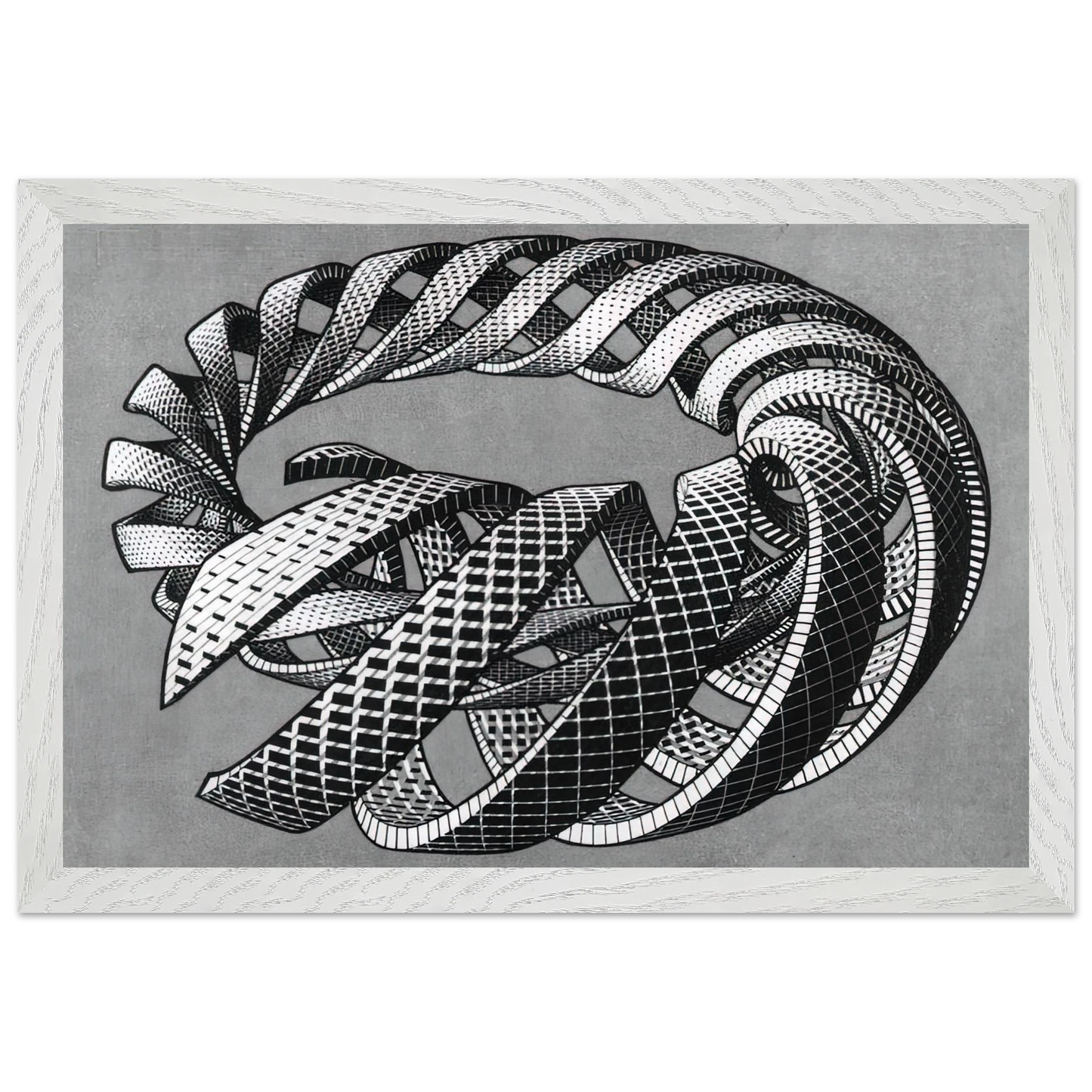 MC Escher - SPIRALS Wall Art - 21x29.7 cm / 8x12" - Premium Wooden Framed Poster With Fine Art Paper - Wood frame