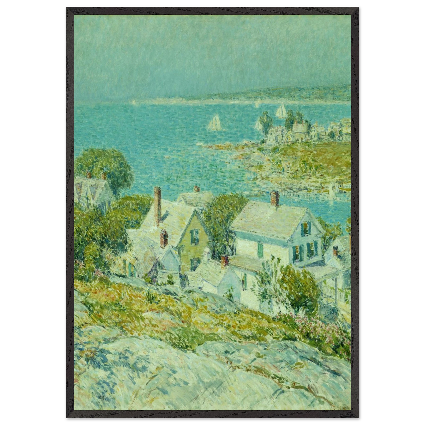 New England Headlands - Childe Hassam 70x100 cm / 28x40 inches Framed Art Print – Black Wooden Frame