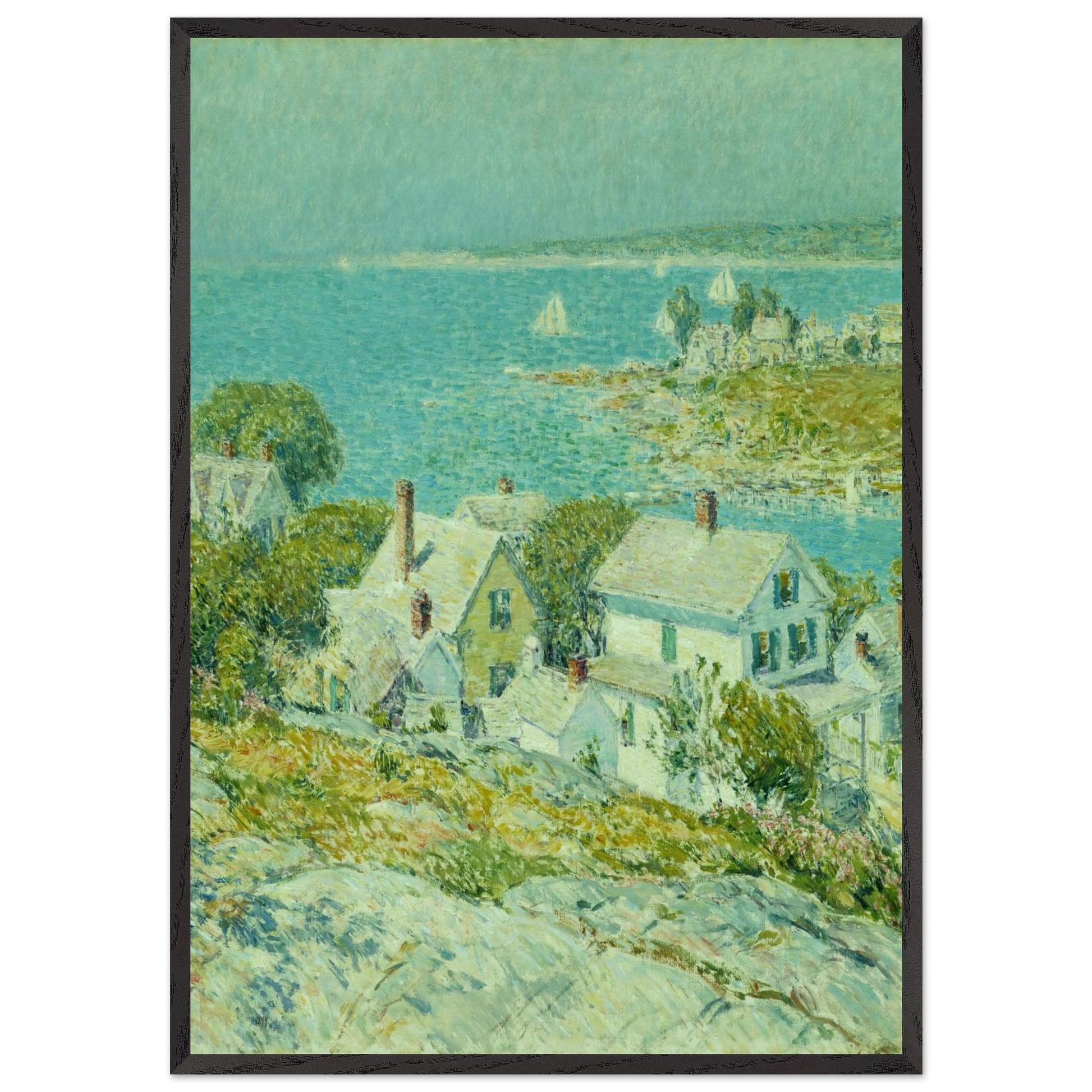 New England Headlands - Childe Hassam 70x100 cm / 28x40 inches Framed Art Print – Black Wooden Frame