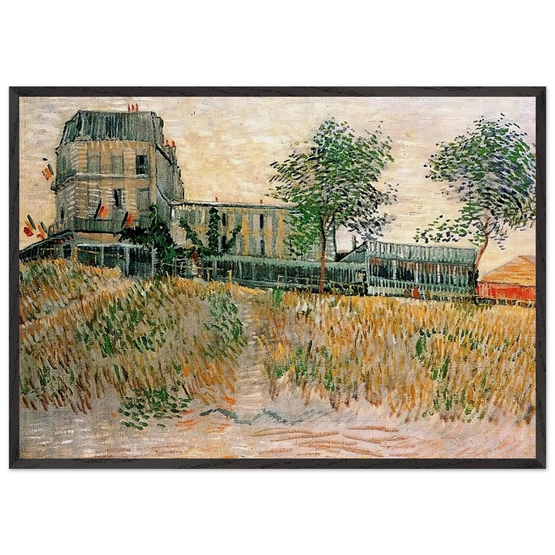 The Restaurant de la Sirene at Asnieres - Vincent van Gogh Framed Art Print – Black Wooden Frame - Default Title - -Framed Art Print