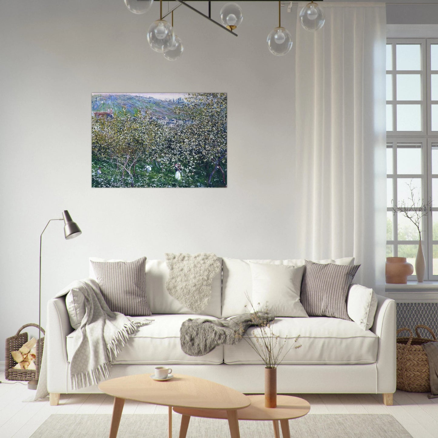 Vetheuil, Flowering Plum Trees - claude monet Brushed Aluminum Print - 70x100 cm / 28x40 inches | claude monet Aluminum Print | claude monet Prints