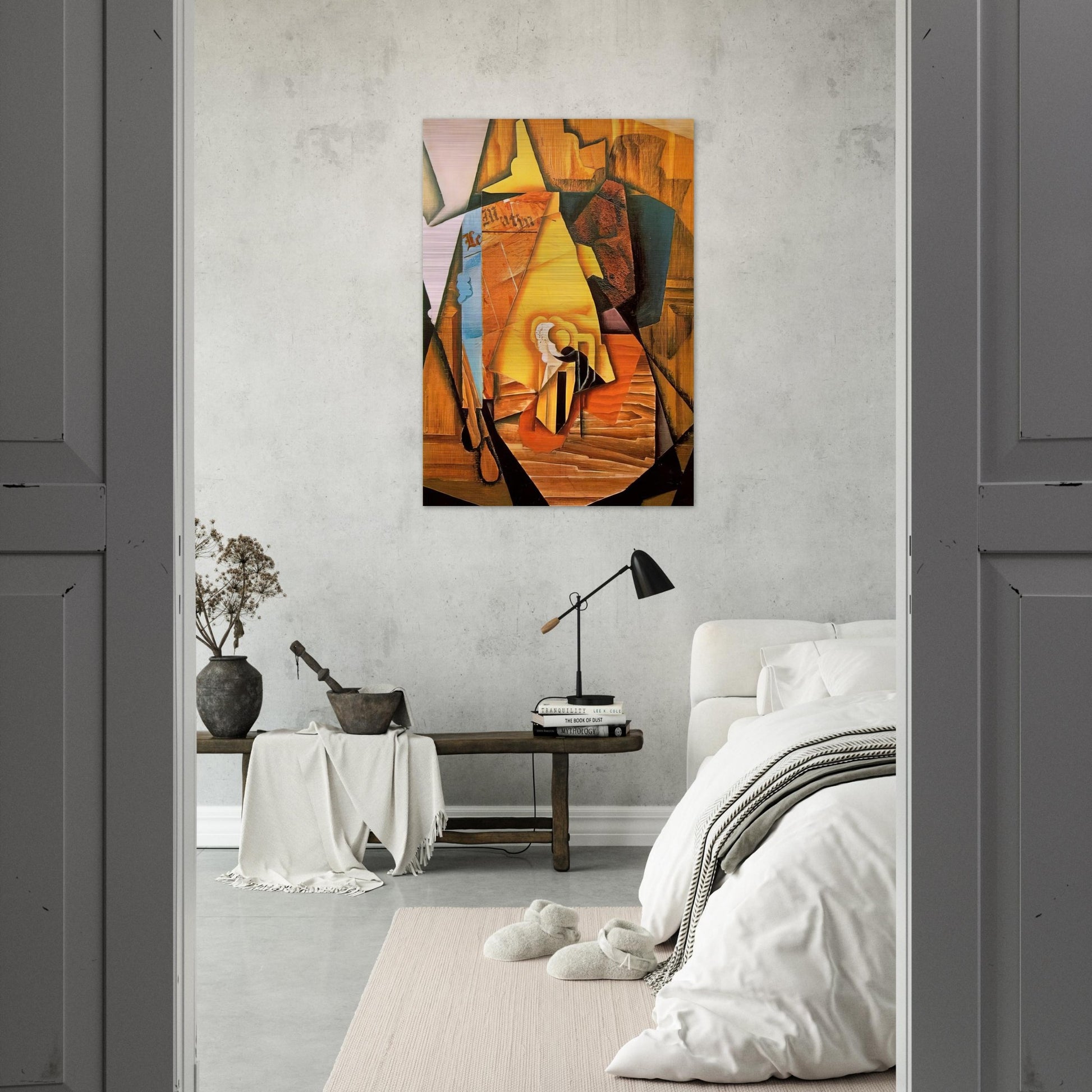 A MAN IN A CAFE 1914 - Juan Gris Brushed Aluminum Print - 70x100 cm / 28x40 inches | Juan Gris Aluminum Print | Juan Gris Prints