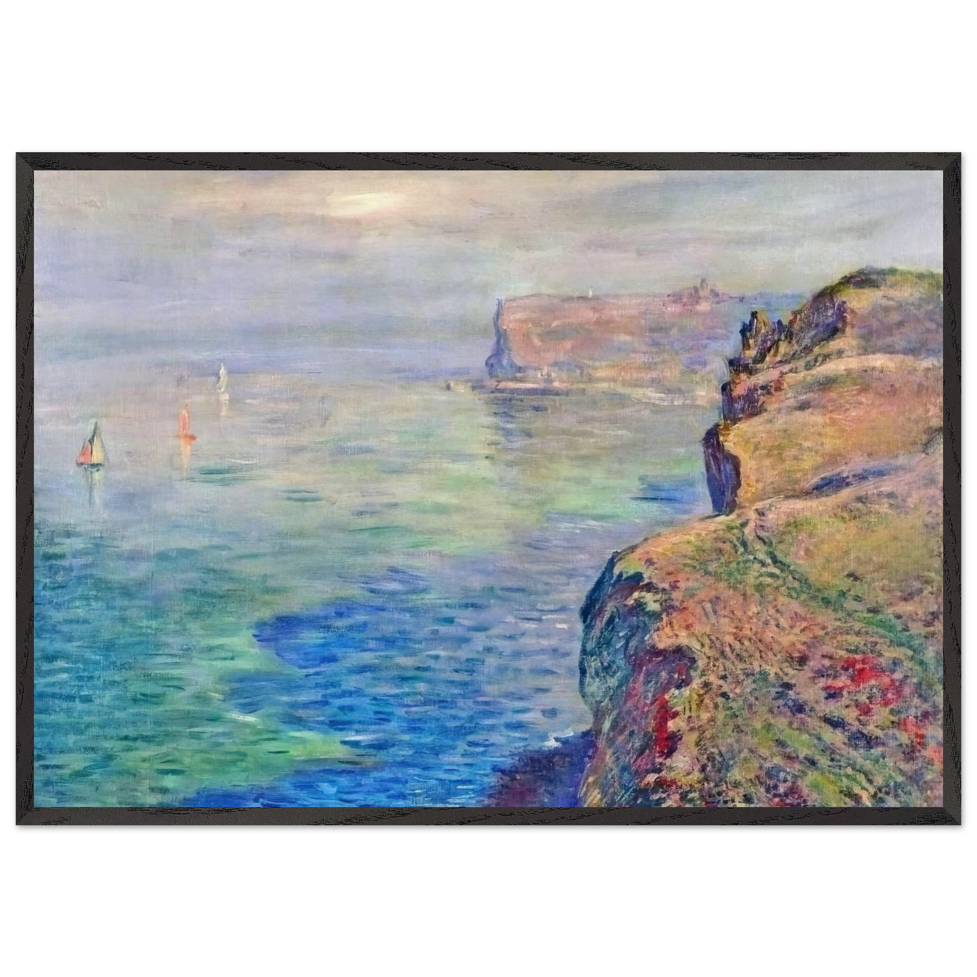 Cliff at Grainval near Fecamp - claude monet Framed Art Print – Black Wooden Frame - Default Title - -Framed Art Print
