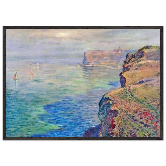Cliff at Grainval near Fecamp - claude monet 70x100 cm / 28x40 inches Framed Art Print – Black Wooden Frame