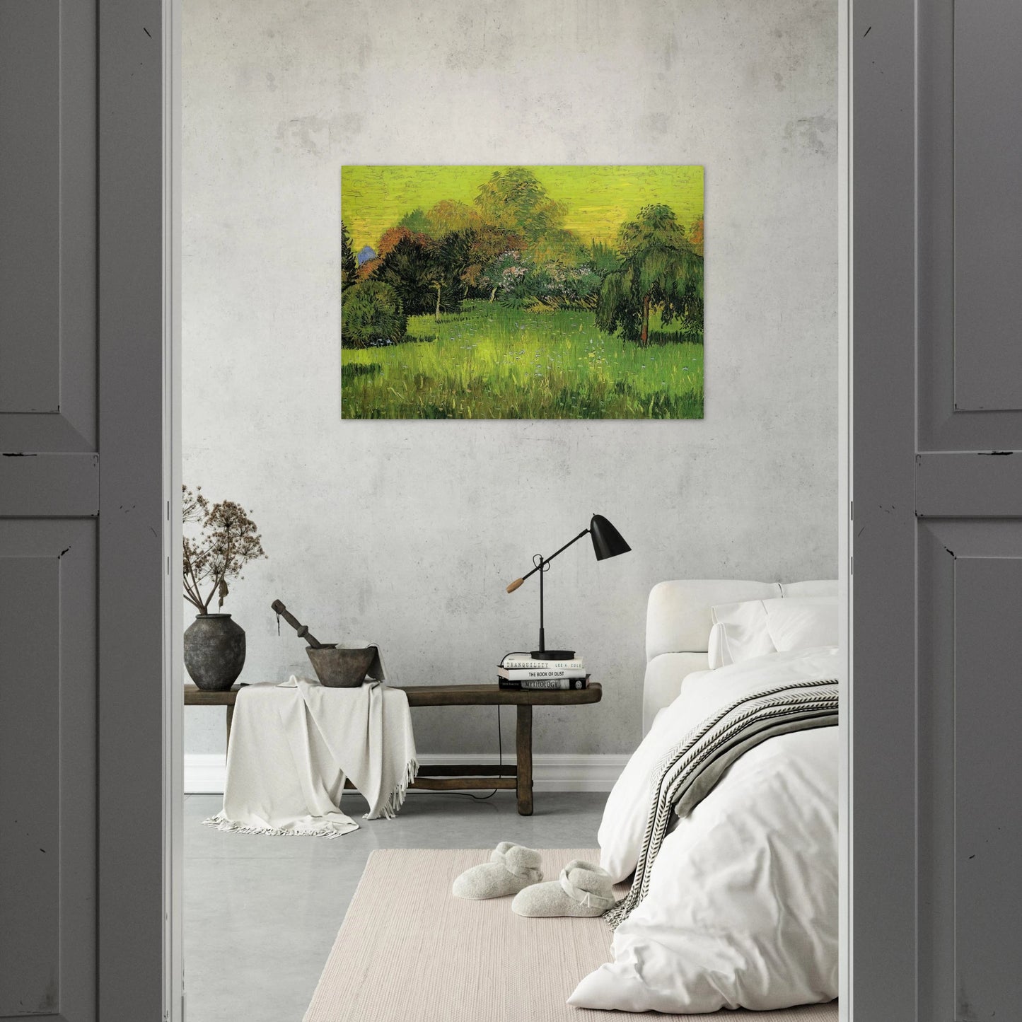 Public Park with Weeping Willow The Poet s Garden I - Vincent van Gogh Brushed Aluminum Print - 70x100 cm / 28x40 inches | Vincent van Gogh Aluminum Print | Vincent van Gogh Prints