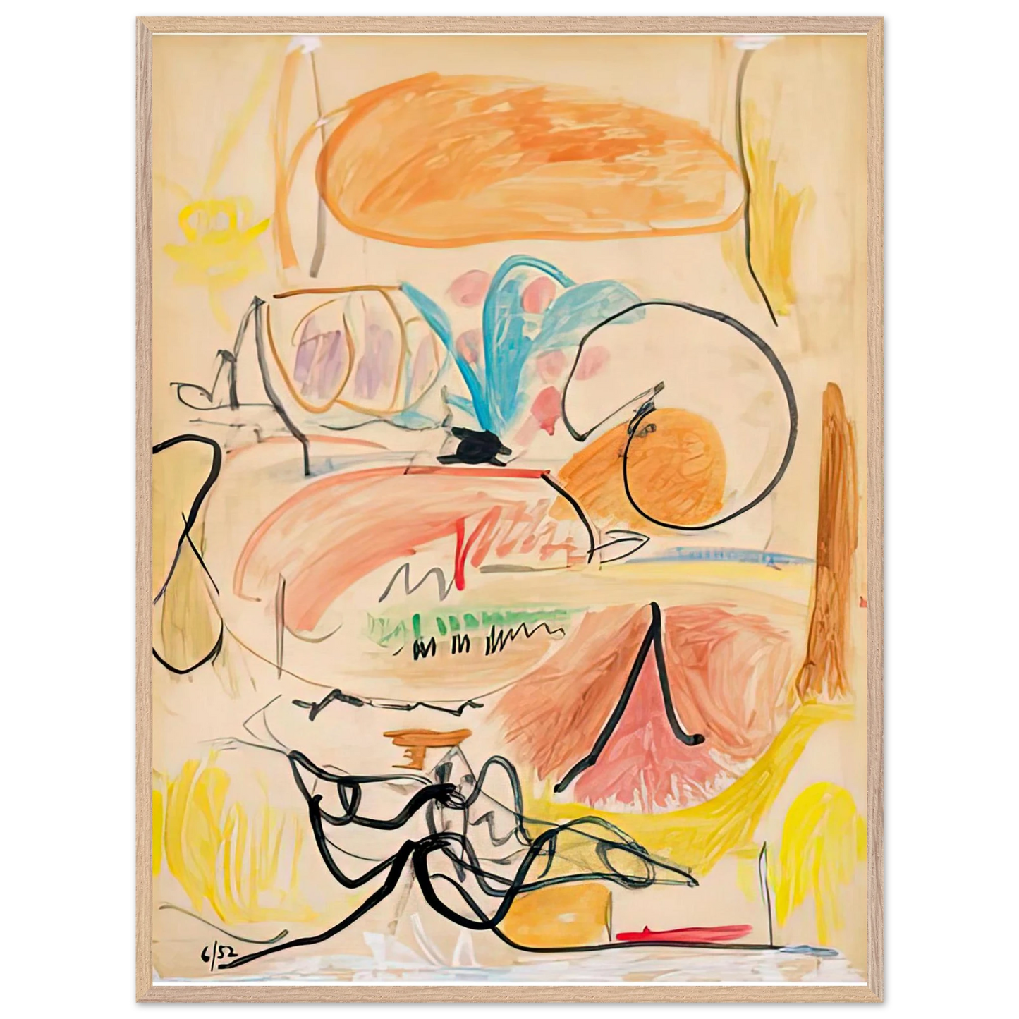 Helen Frankenthaler - Window Shade No. 1, 1952- Wall Art - 21x29.7 cm / 8x12" - Premium Wooden Framed Poster With Fine Art Paper - White frame