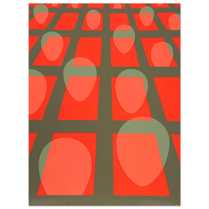 Clarence Holbrook Carter - Untitled - Faces in a Grid Red - 1971  75x100 cm / 30x40inches Fine Art Poster