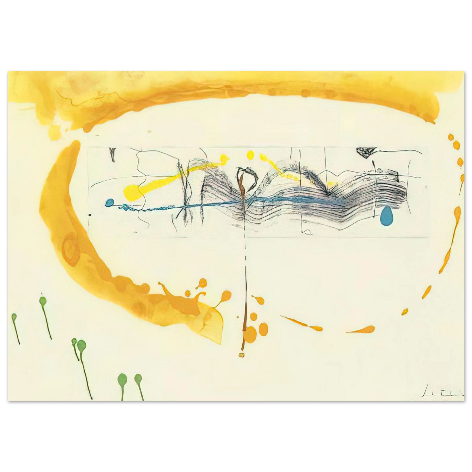 Helen Frankenthaler - Making Music - 2000 Wall art - 21x29.7 cm / 8x12" - Premium Wooden Framed Poster With Fine Art Paper - Wood frame