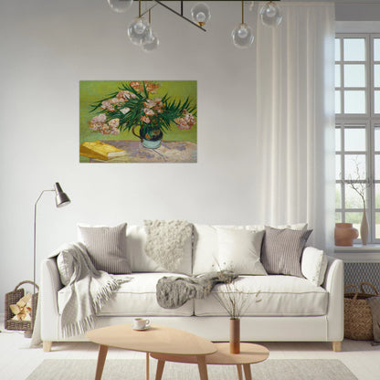 Oleanders and Books - Vincent van Gogh Brushed Aluminum Print - 70x100 cm / 28x40 inches | Vincent van Gogh Aluminum Print | Vincent van Gogh Prints