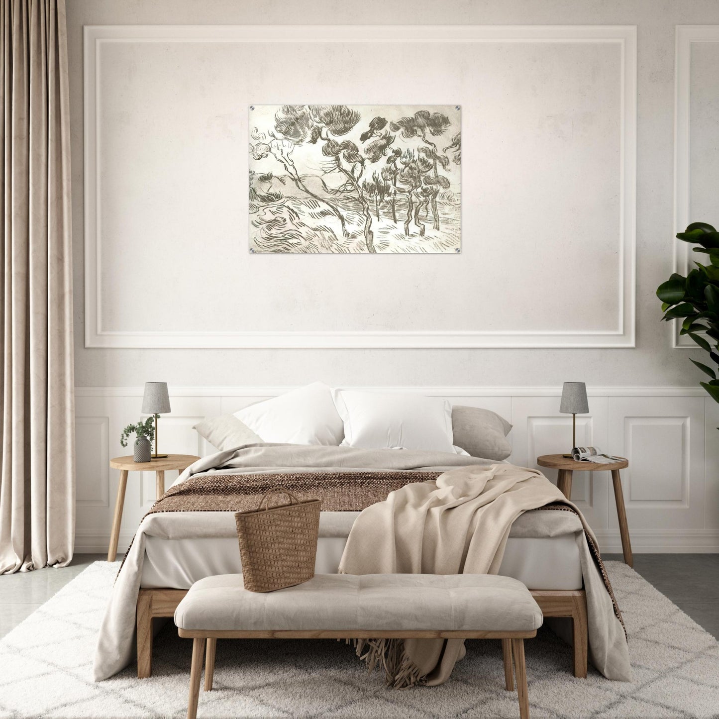 A Group of Pine Trees near a House - Vincent van Gogh Acrylic Print - 70x100 cm / 28x40″ inches