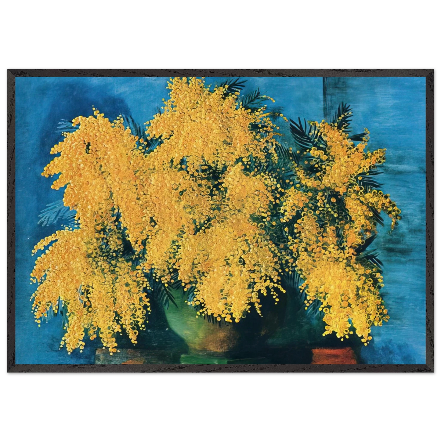 VASE OF MIMOSA 1952 - Moise Kisling Framed Art Print – Black Wooden Frame - Default Title - -Framed Art Print
