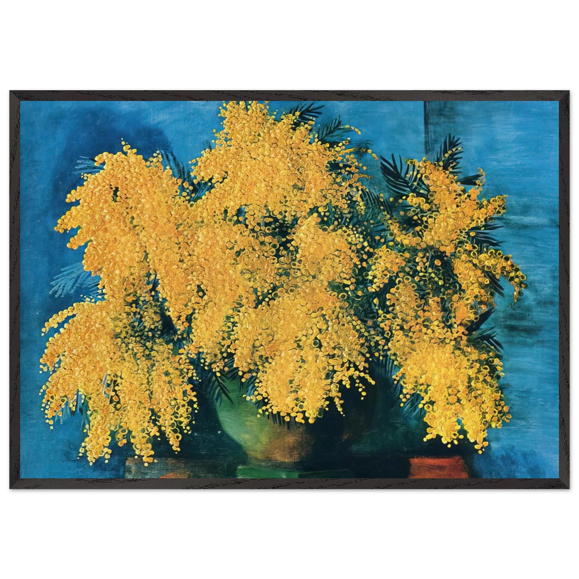 VASE OF MIMOSA 1952 - Moise Kisling Framed Art Print – Black Wooden Frame - Default Title - -Framed Art Print