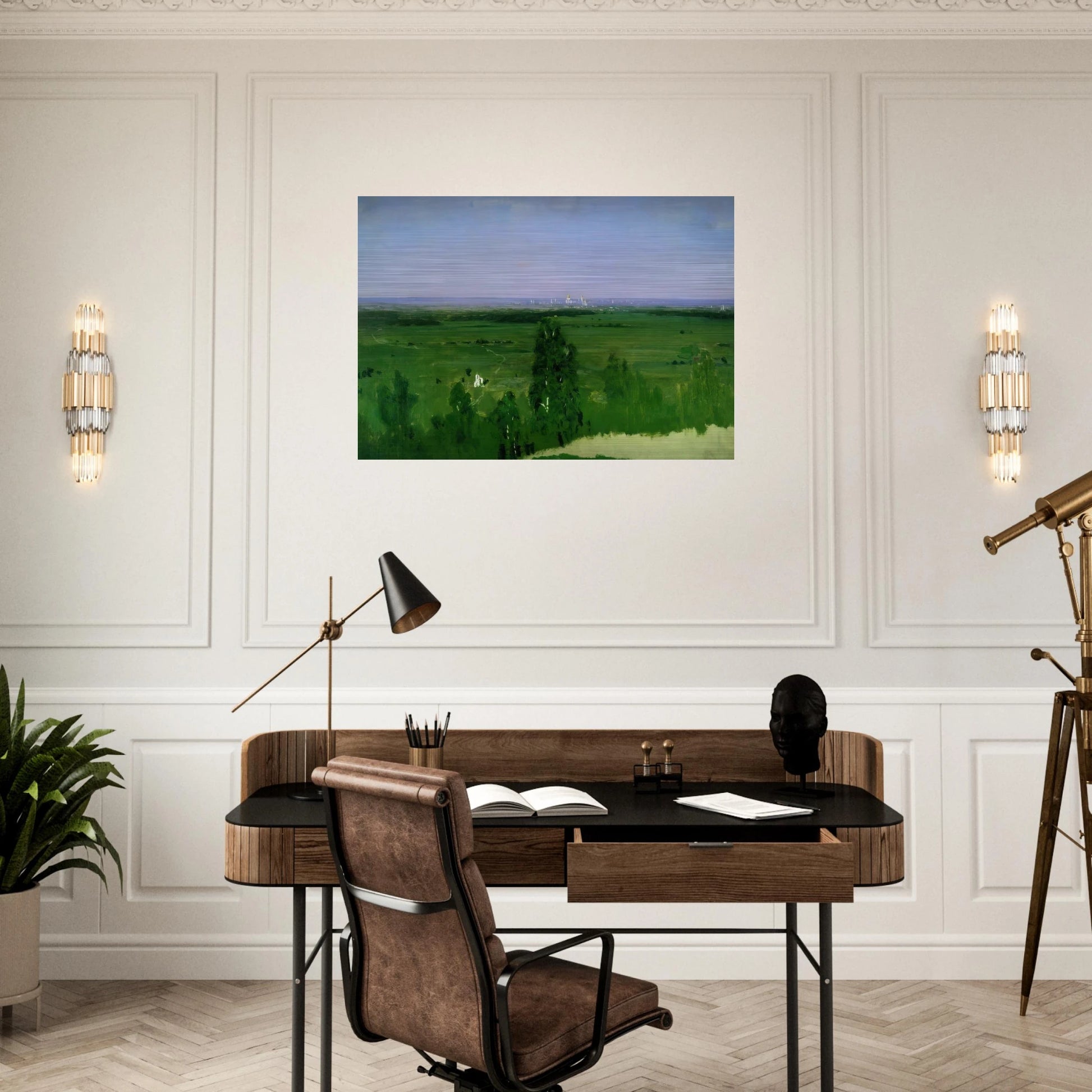 View on Moscow from Sparrow Hills - Arkhyp Kuindzhi Brushed Aluminum Print - 70x100 cm / 28x40 inches | Arkhyp Kuindzhi Aluminum Print | Arkhyp Kuindzhi Prints