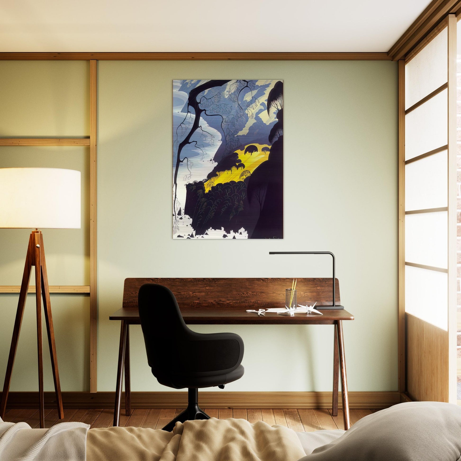 Carmel Highlands - Eyvind Earle Brushed Aluminum Print - 70x100 cm / 28x40 inches | Eyvind Earle Aluminum Print | Eyvind Earle Prints