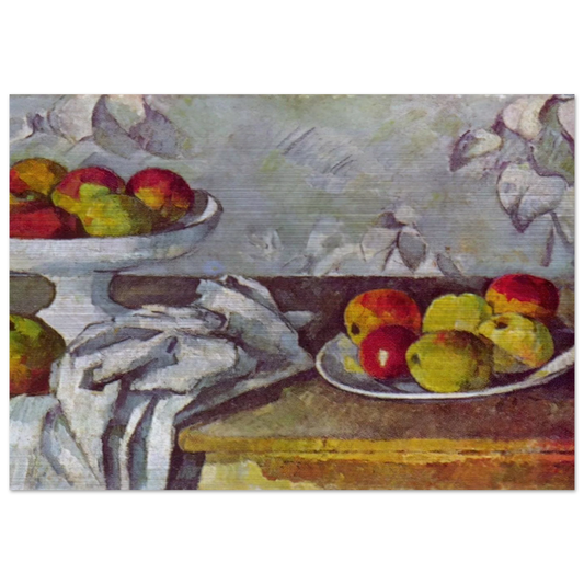 Still life with apples and fruit bowl - Paul Cézanne Brushed Aluminum Print - 70x100 cm / 28x40 inches | Paul Cézanne Aluminum Print | Paul Cézanne Prints