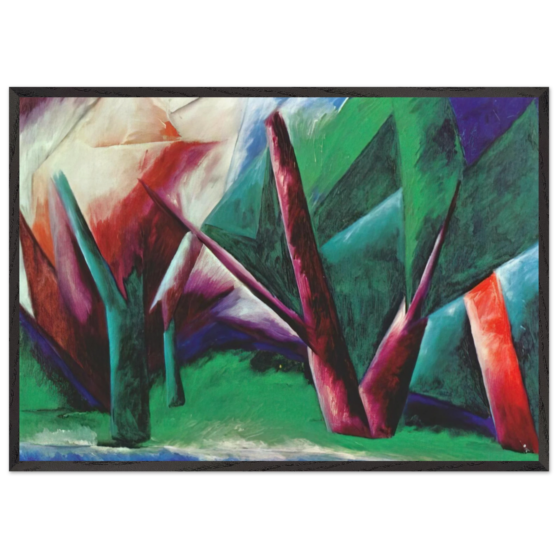 Forest Red-green - 1914 - Natalia Goncharova Framed Art Print – Black Wooden Frame - Default Title - -Framed Art Print