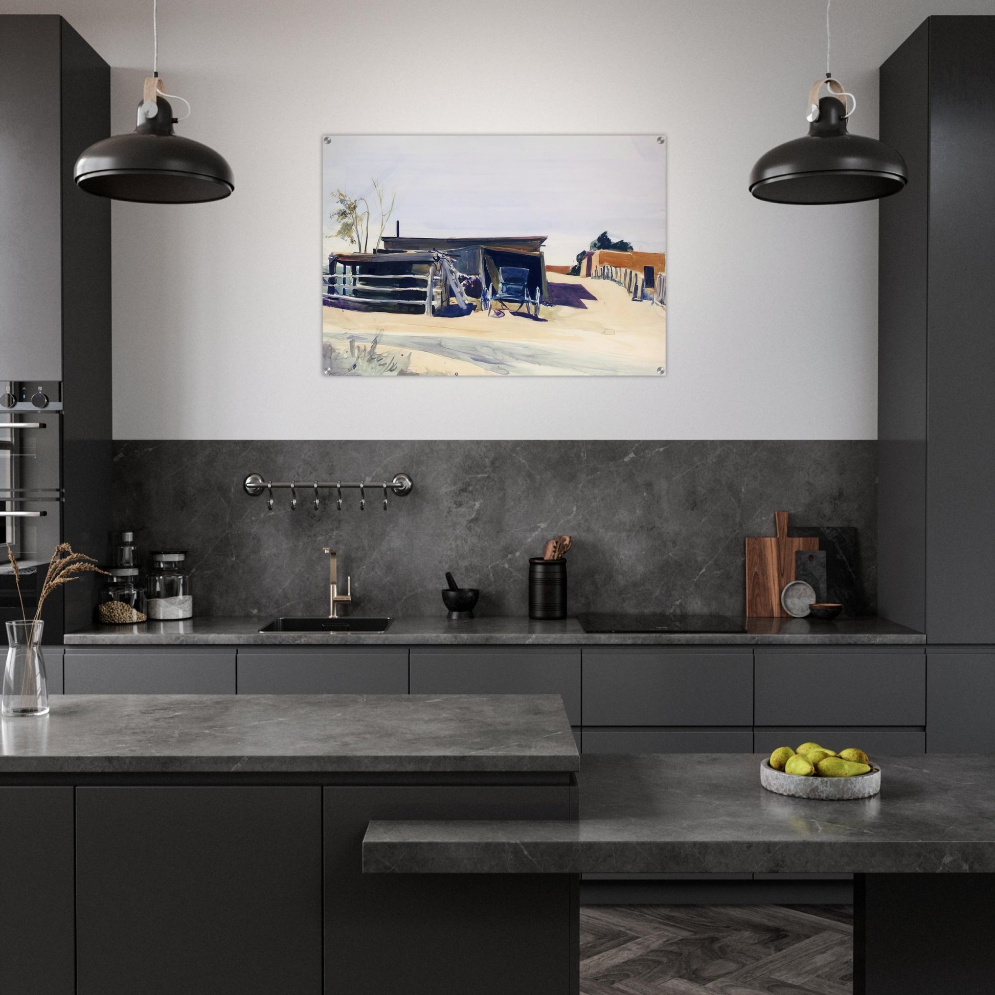 Adobes and Shed, New Mexico - Edward Hopper Acrylic Print - 70x100 cm / 28x40″ inches | Edward Hopper Wall Art | Edward Hopper Prints