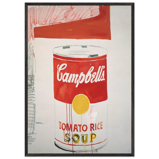 Campbells Soup Can  Tomato Rice  - Andy Warhol Framed Art Print – Black Wooden Frame - Default Title - -Framed Art Print