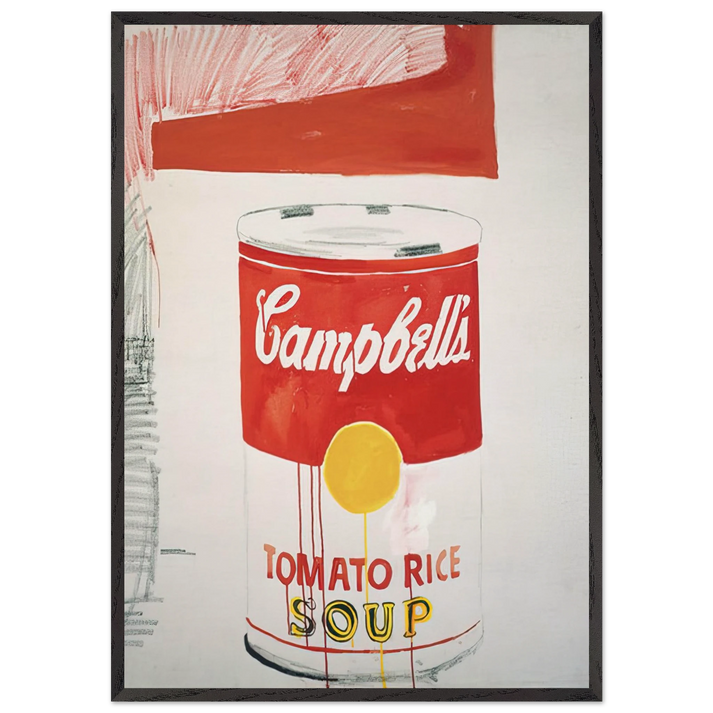 Campbells Soup Can  Tomato Rice  - Andy Warhol 70x100 cm / 28x40 inches Framed Art Print – Black Wooden Frame