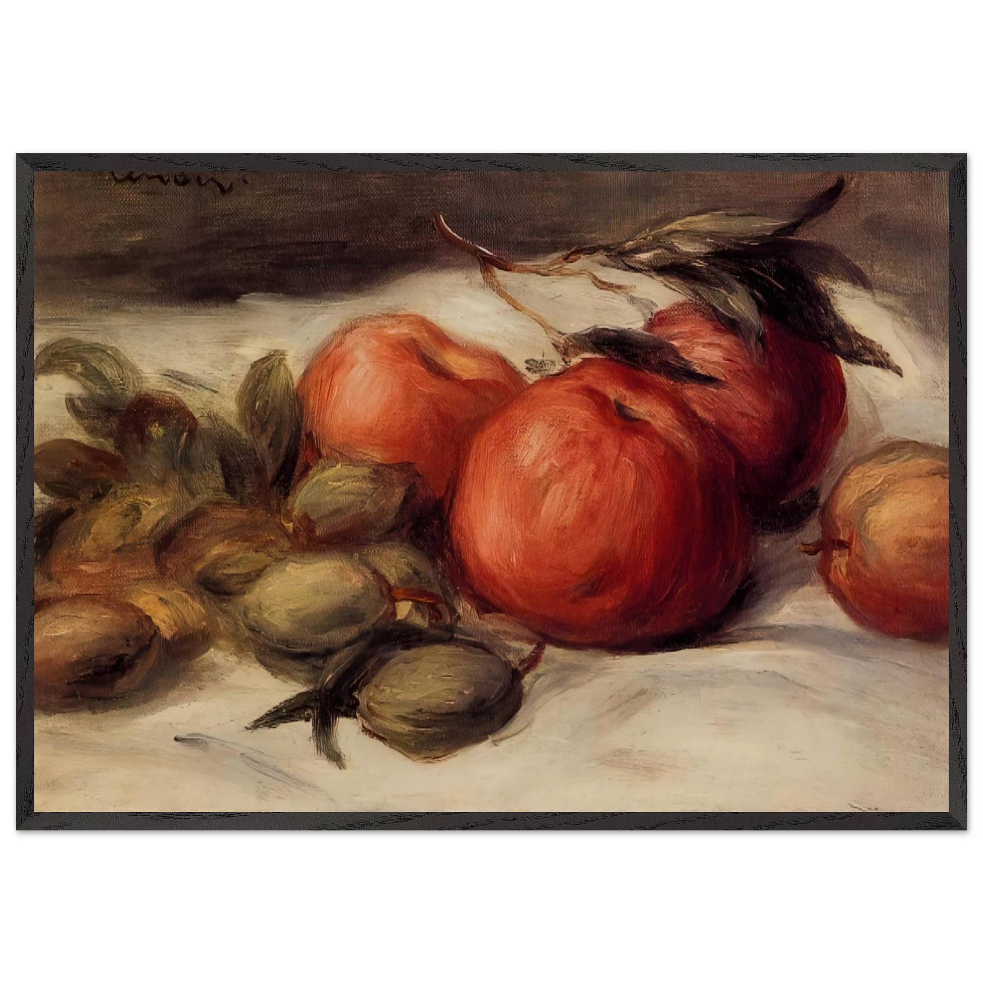 Still Life with Apples and Almonds - Pierre-Auguste Renoir Framed Art Print – Black Wooden Frame - Default Title - -Framed Art Print