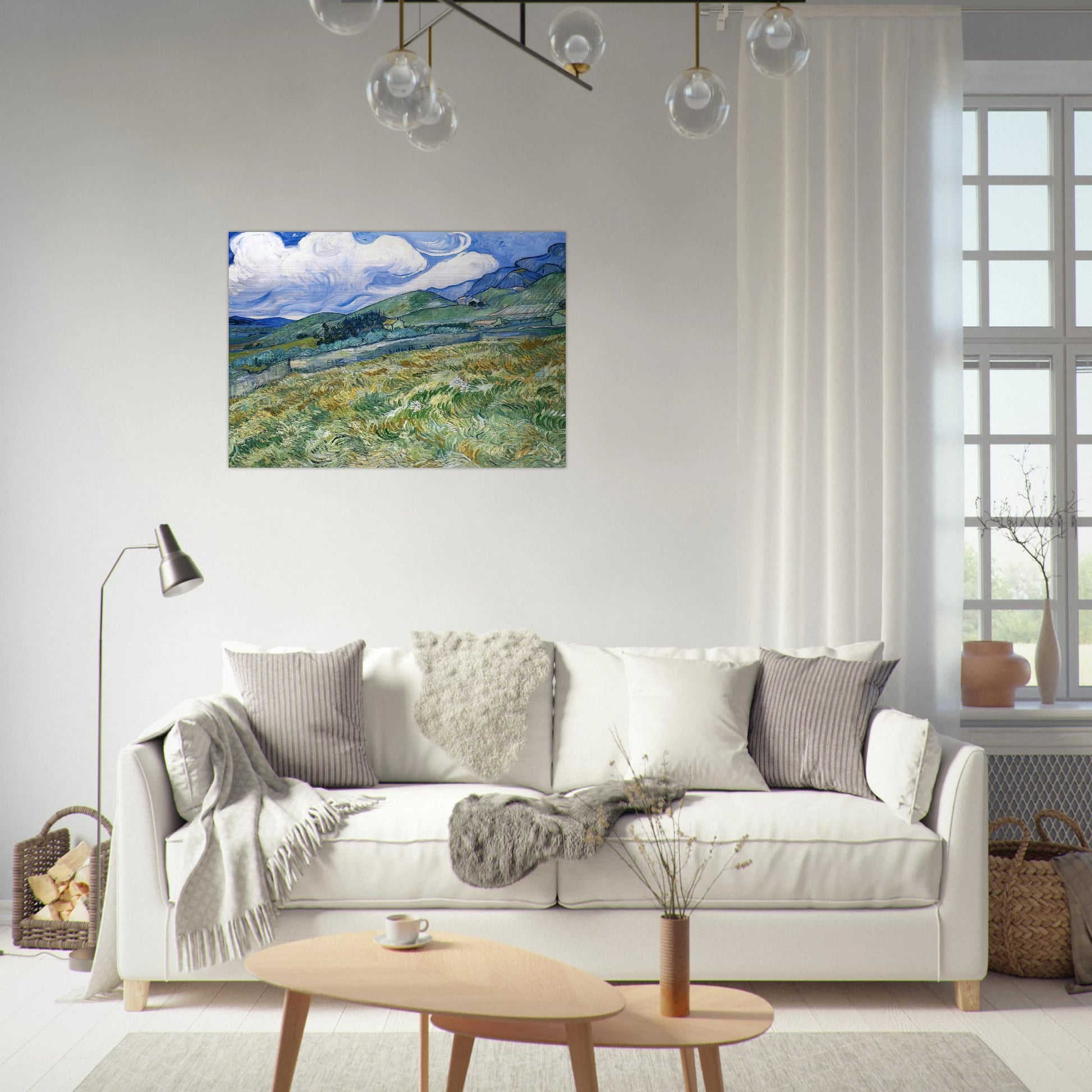 Wheatfield with Mountains in the Background - Vincent van Gogh Brushed Aluminum Print - 70x100 cm / 28x40 inches | Vincent van Gogh Aluminum Print | Vincent van Gogh Prints