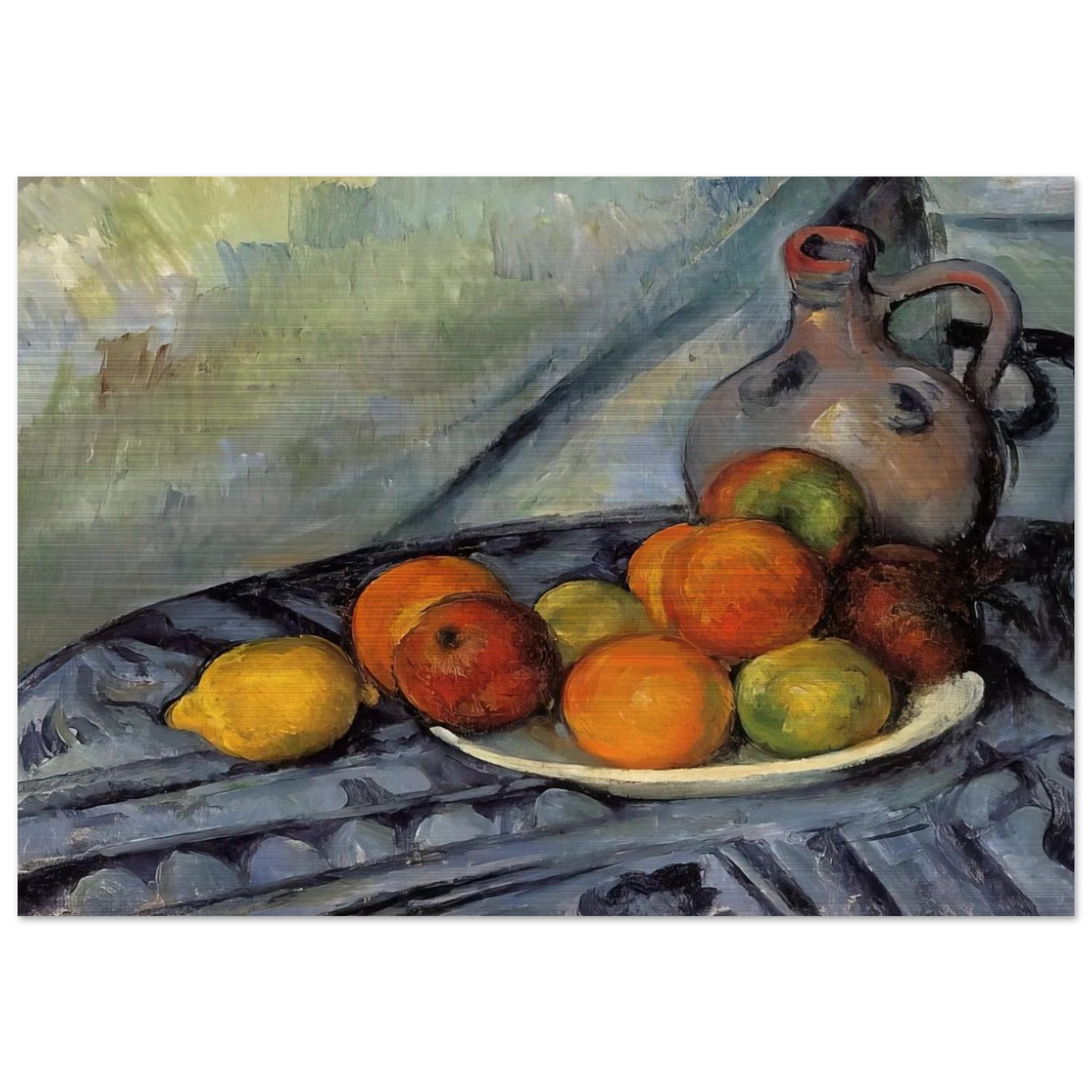 Fruit and Jug on a Table - Paul Cézanne Brushed Aluminum Print - 70x100 cm / 28x40 inches | Paul Cézanne Aluminum Print | Paul Cézanne Prints