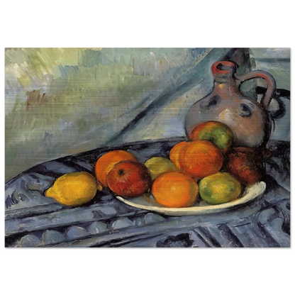 Fruit and Jug on a Table - Paul Cézanne Brushed Aluminum Print - 70x100 cm / 28x40 inches | Paul Cézanne Aluminum Print | Paul Cézanne Prints