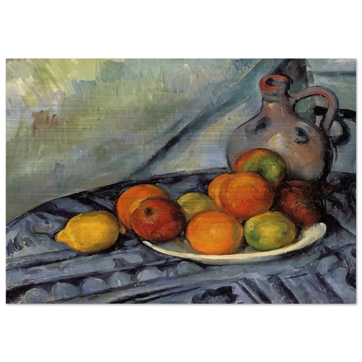 Fruit and Jug on a Table - Paul Cézanne Brushed Aluminum Print - 70x100 cm / 28x40 inches | Paul Cézanne Aluminum Print | Paul Cézanne Prints