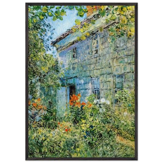 Old House and Garden East Hampton - Childe Hassam 70x100 cm / 28x40 inches Framed Art Print – Black Wooden Frame