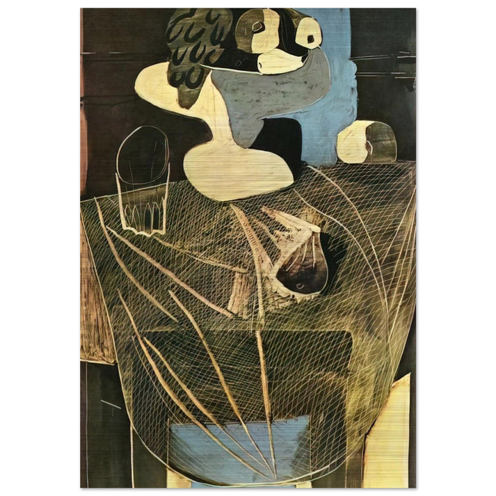 Still life with fishing net - Pablo Picasso Brushed Aluminum Print - 70x100 cm / 28x40 inches | Pablo Picasso Aluminum Print | Pablo Picasso Prints