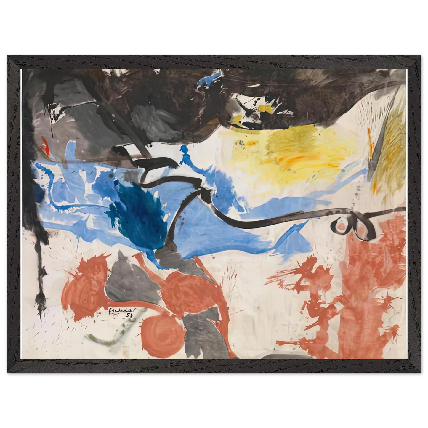 Helen Frankenthaler - Hotel Cro-Magnon, 1958- Wall Art - 30x40 cm / 12x16 inches - Premium Wooden Framed Poster With Fine Art Paper - Wood frame