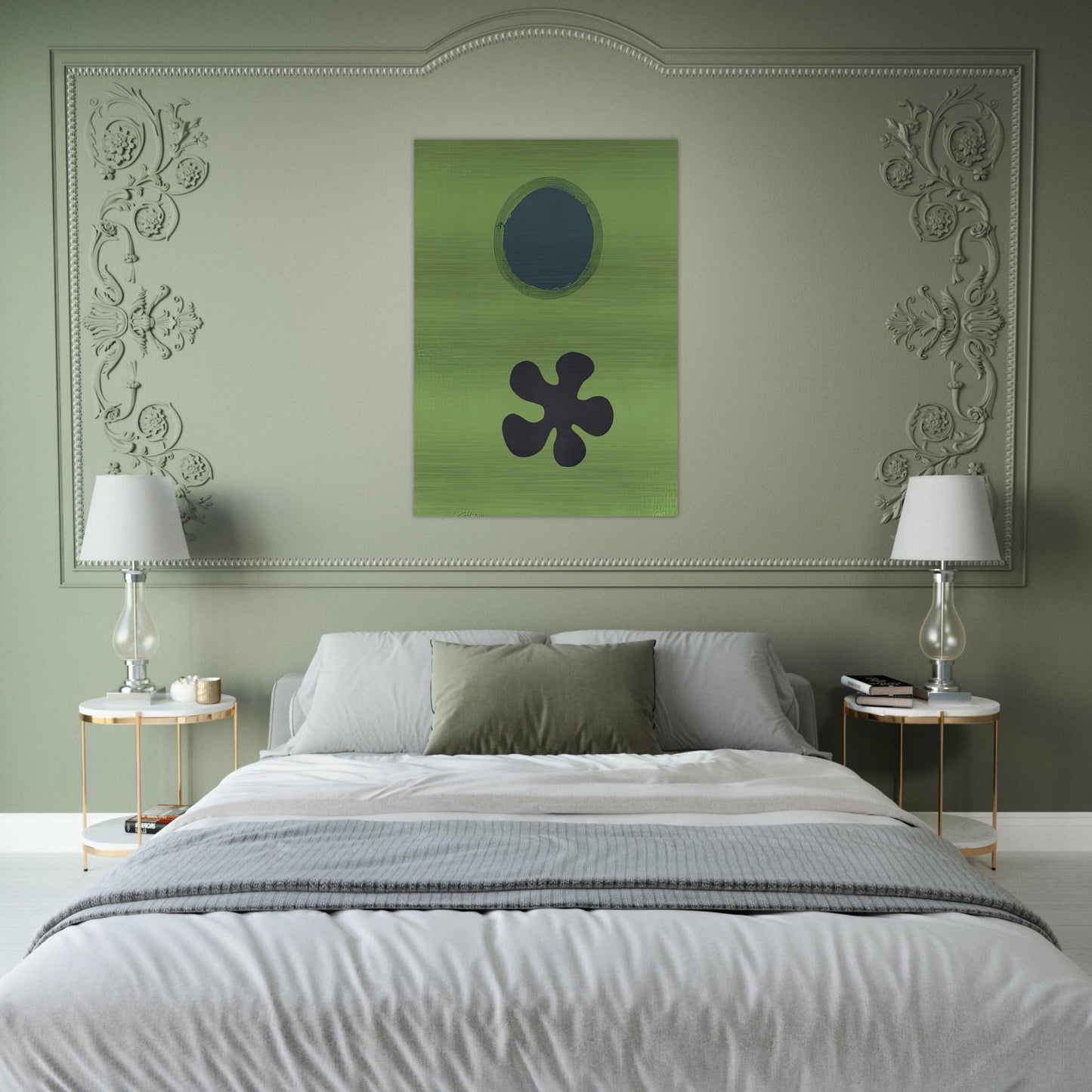 Green Ground--Black Form - 1966 - Adolph Gottlieb Brushed Aluminum Print - 70x100 cm / 28x40 inches | Adolph Gottlieb Aluminum Print | Adolph Gottlieb Prints