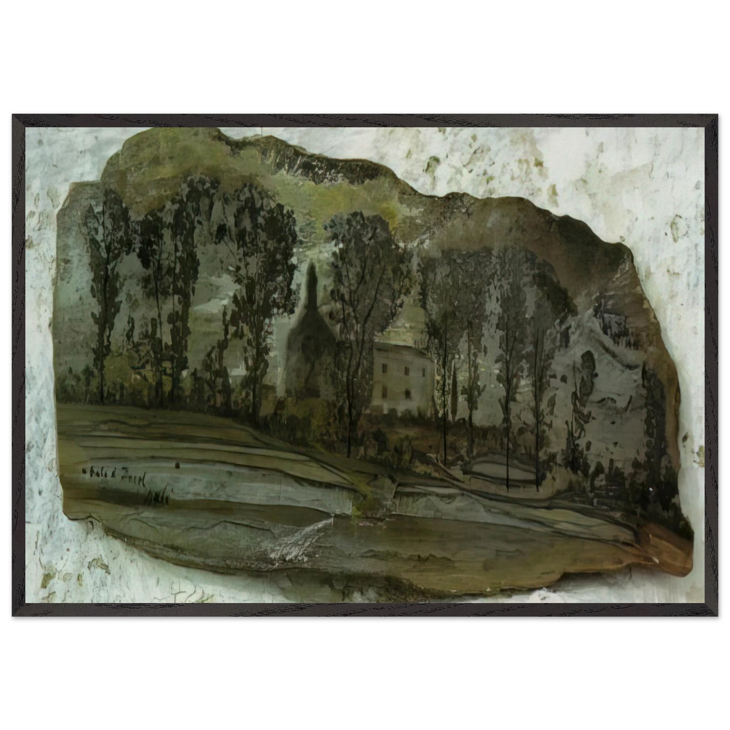 VIEW OF PUBOL - Salvador Dali Framed Art Print – Black Wooden Frame - Default Title - -Framed Art Print