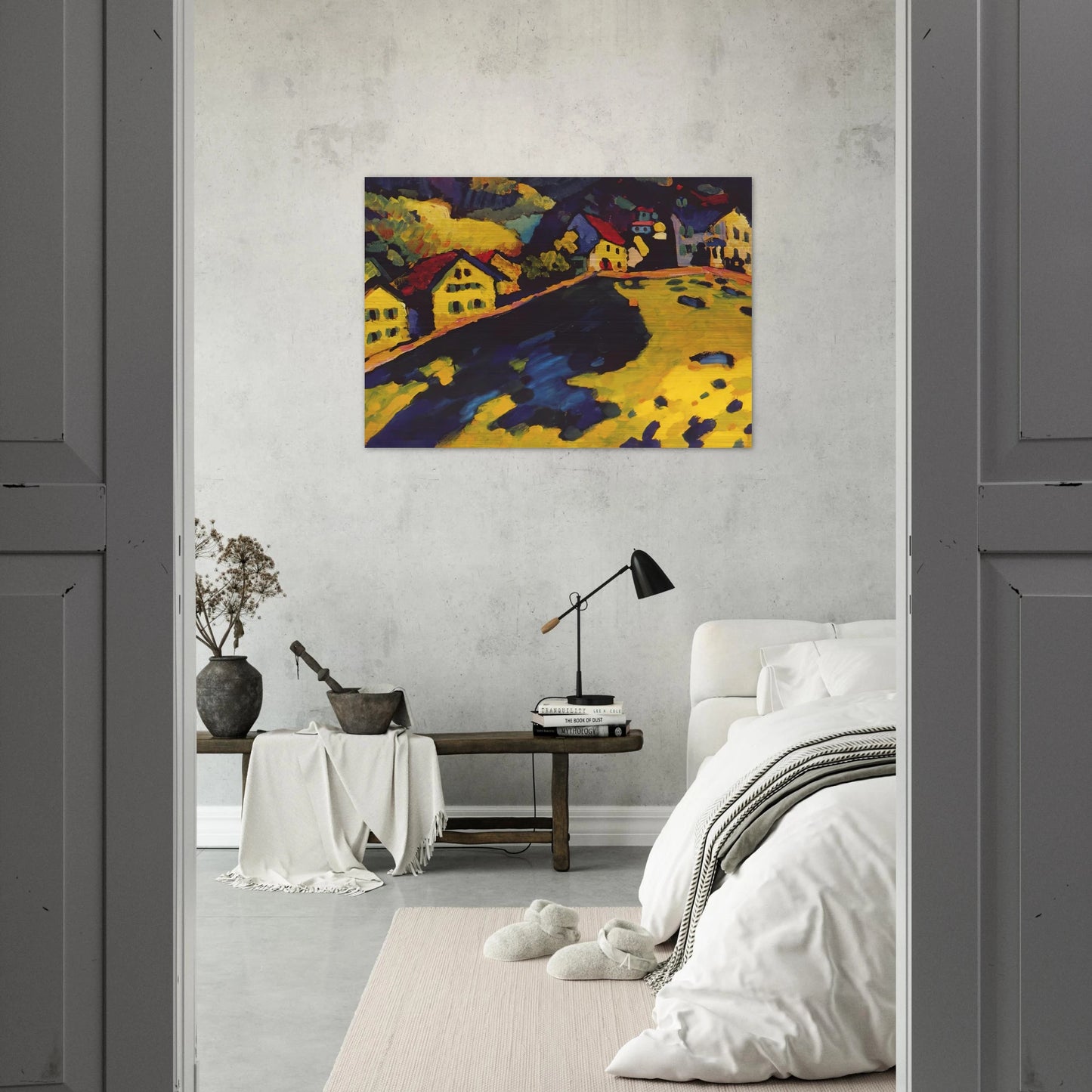 HOUSES AT MURNAU 1909 - Wassily Kandinsky Brushed Aluminum Print - 70x100 cm / 28x40 inches | Wassily Kandinsky Aluminum Print | Wassily Kandinsky Prints