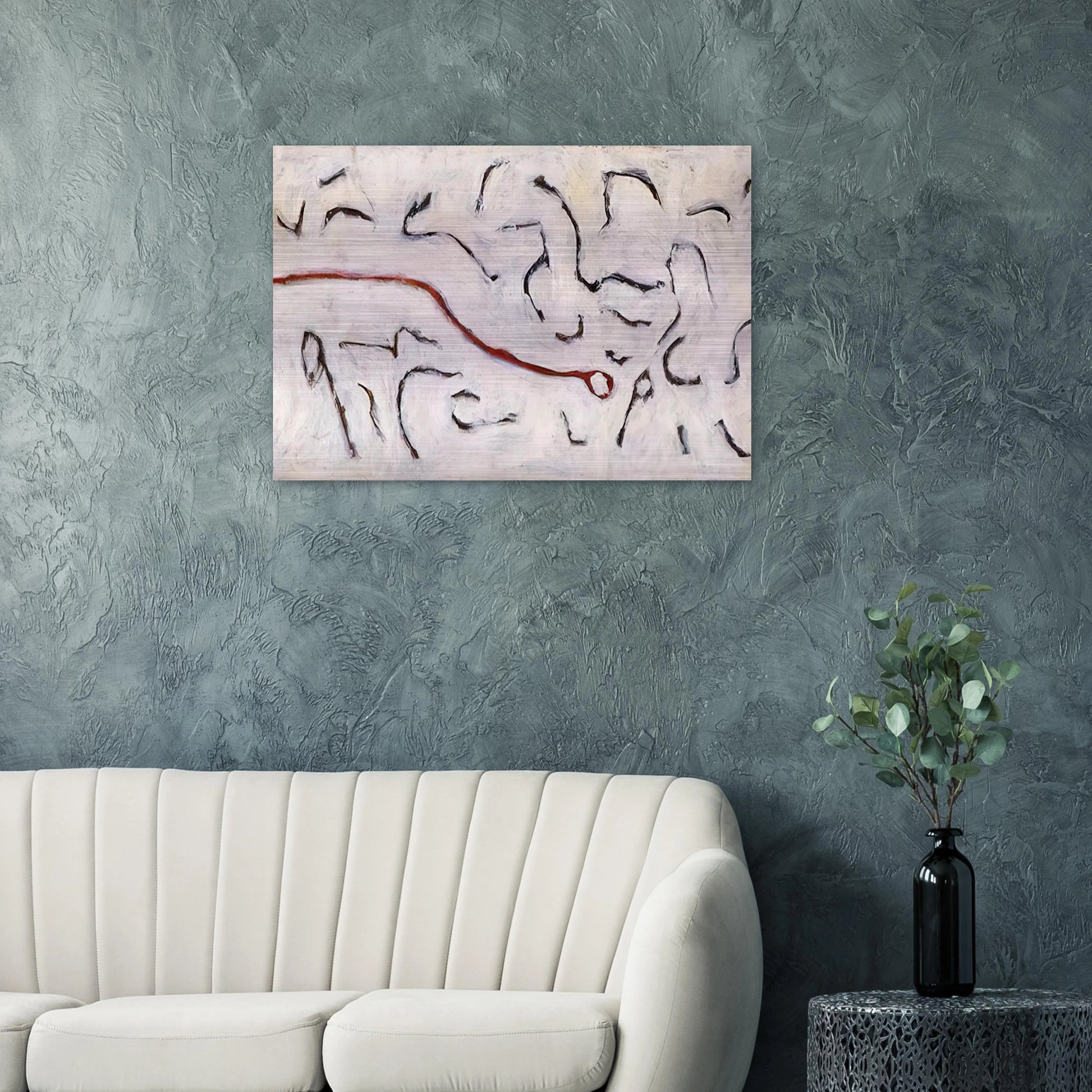 Red Line - 1952 - Gene Davis Brushed Aluminum Print - 70x100 cm / 28x40 inches | Gene Davis Aluminum Print | Gene Davis Prints