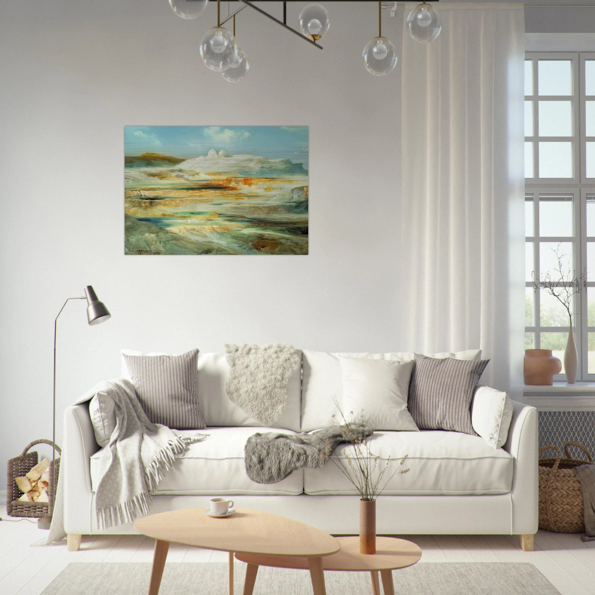 Jupiter Terrace Yellowstone - Thomas Moran Brushed Aluminum Print - 70x100 cm / 28x40 inches | Thomas Moran Aluminum Print | Thomas Moran Prints